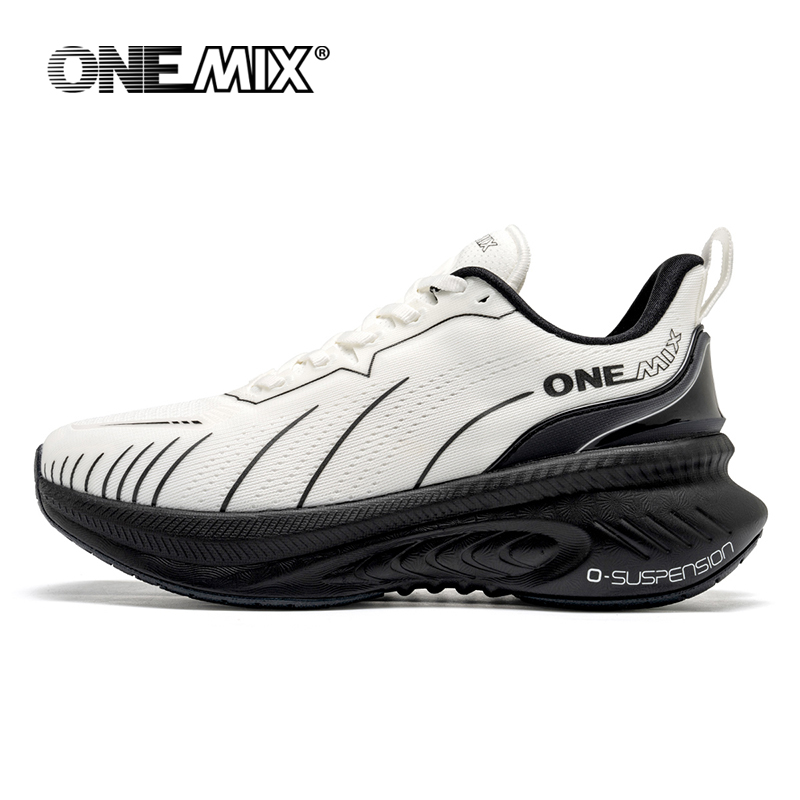 Reflective Night Running Shoes - Onemix รองเท้าวิ่งกันกระแทกสำหรับผู้ชาย, รองเท้าวิ่งรองรับแรงกระแทกแบบผูกเชือกรองเท้ากีฬากลางแจ้งกันลื่นสำหรับผู้หญิง