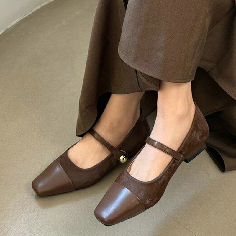 Women'S Shoes - รองเท้าแมรี่เจนสำหรับผู้หญิง รองเท้าส้นหนาแบบหรูหรา รองเท้าแตะแบบสวม ดีไซน์เนอร์ รองเท้าส้นเตี้ยแฟชั่น รองเท้าเดินสบายสำหรับผู้หญิง