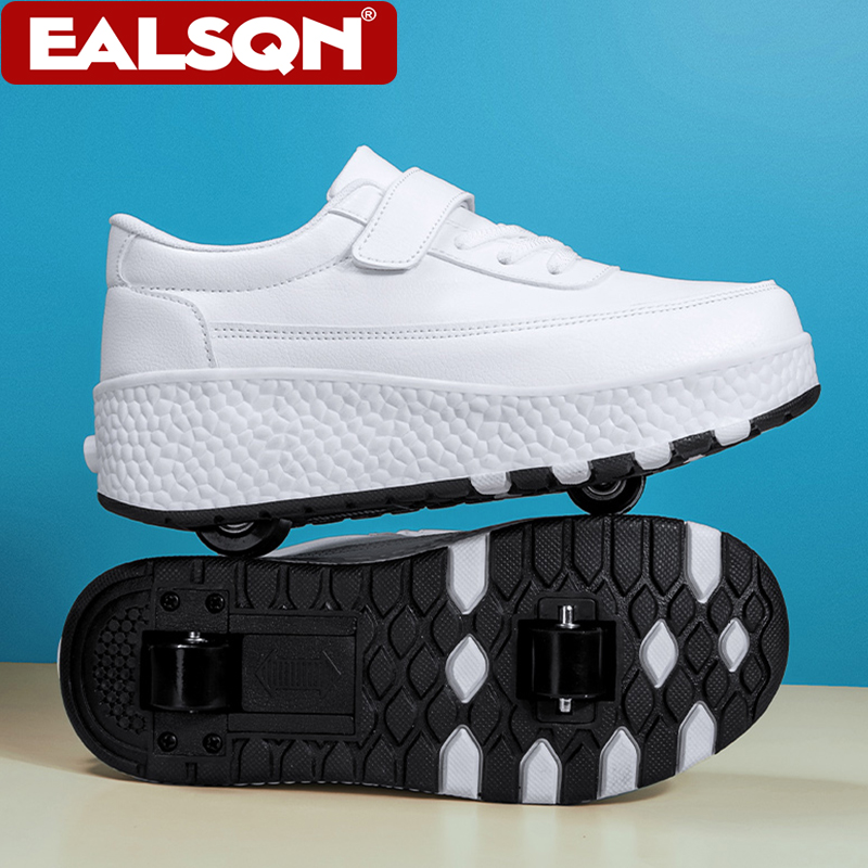 Sneakers - รองเท้าสเก็ตล้อคู่สำหรับเด็ก แฟชั่นสำหรับเด็กชายและเด็กหญิง รองเท้าสเก็ตล้อคู่แบบ unisex รองเท้าผ้าใบแบบใหม่ รองเท้ากีฬากลางแจ้ง