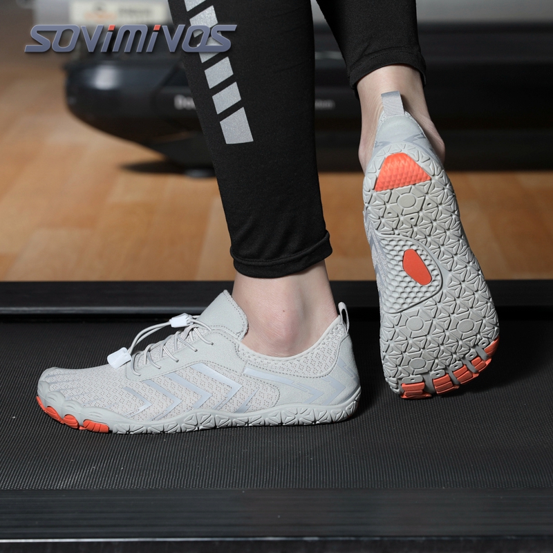 Wide Toe Box Running Sneakers - รองเท้าวิ่งเทรลสำหรับผู้ชาย ดีไซน์มินิมอล หัวรองเท้ากว้าง ไม่มีส้น รองเท้ากันลื่น พื้นยาง