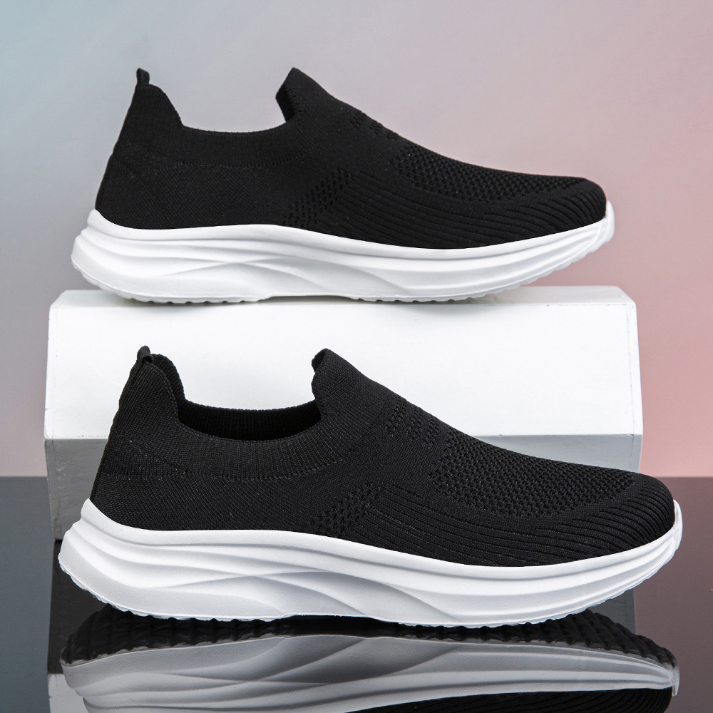 Shock Absorbing Gym Trainers - รองเท้าเดินผู้ชาย น้ำหนักเบา ระบายอากาศได้ดี รองเท้าวิ่งแบบสวม แฟชั่น รองเท้าผ้าใบเทนนิส