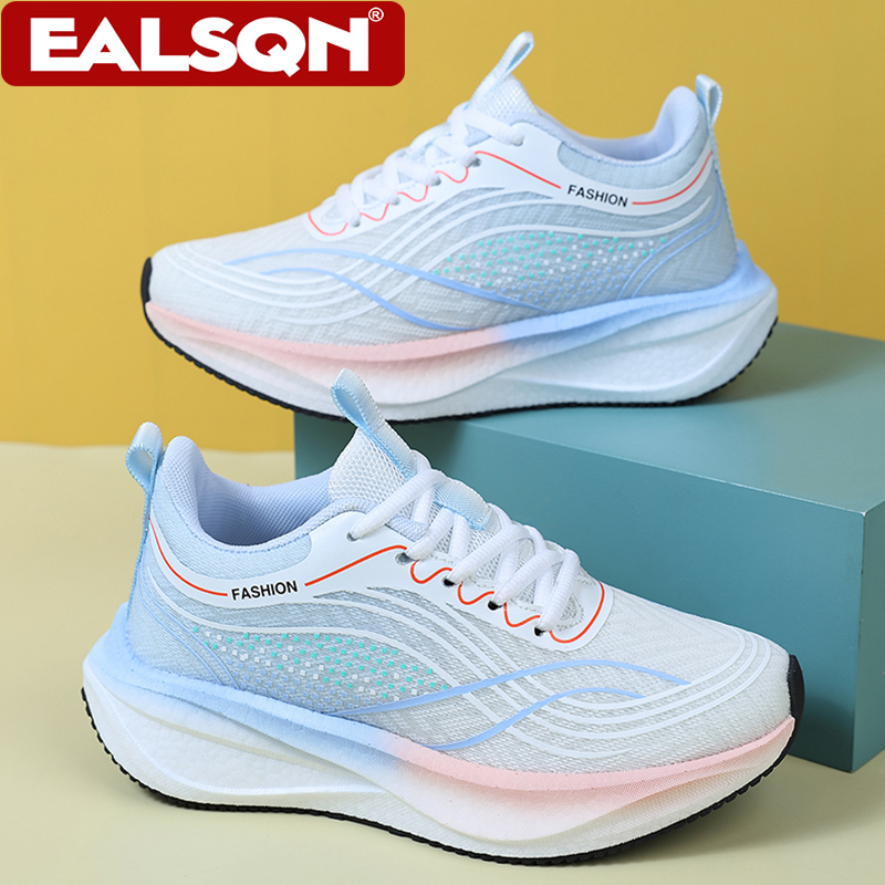 Breathable Mesh Athletic Shoes - รองเท้าผ้าใบสีขาวน้ำหนักเบา ระบายอากาศได้ดี สำหรับผู้หญิง รองเท้าลำลองแบบผูกเชือก เดินสบาย เหมาะสำหรับกิจกรรมกลางแจ้ง