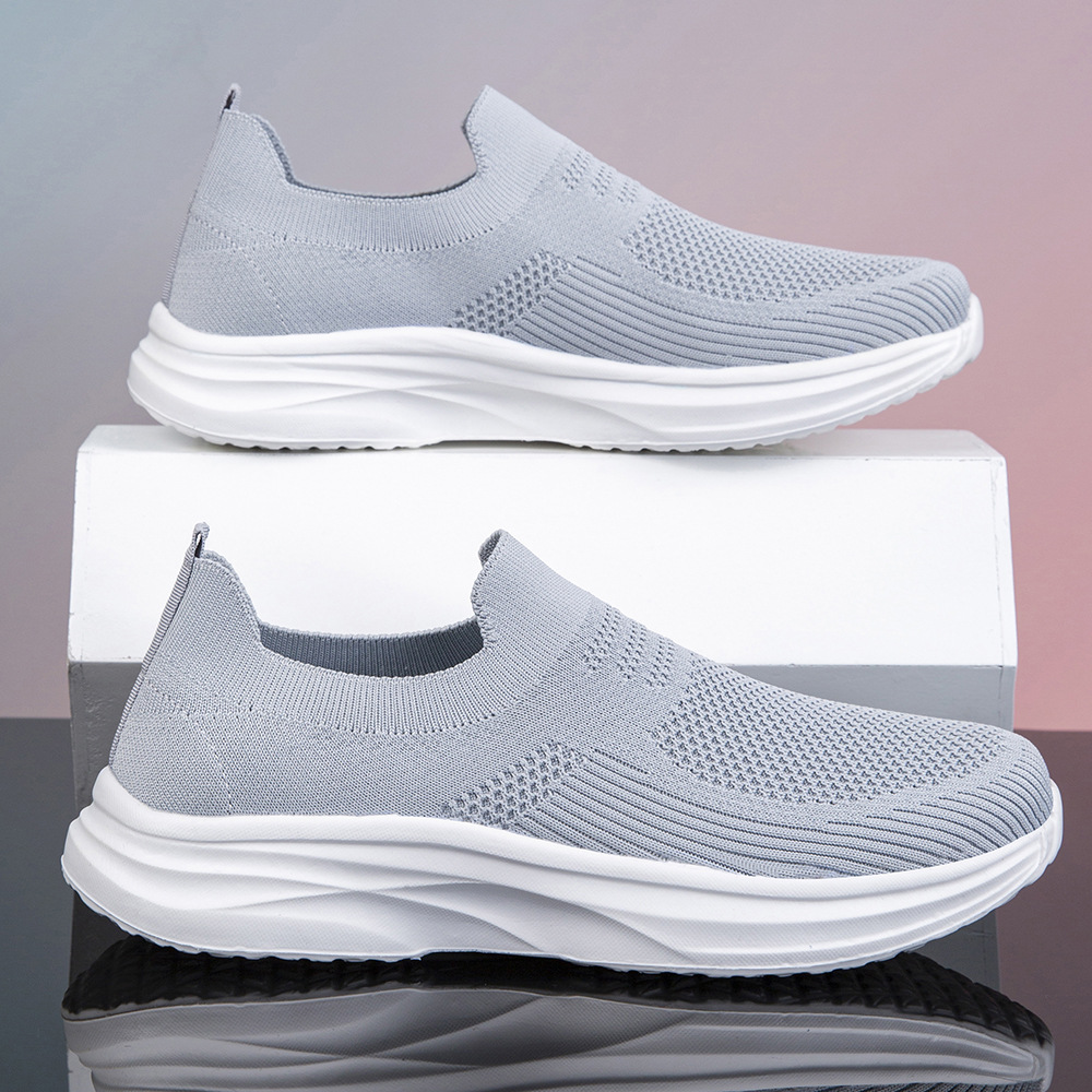 Shock Absorbing Gym Trainers - รองเท้าเดินผู้ชาย น้ำหนักเบา ระบายอากาศได้ดี รองเท้าวิ่งแบบสวม แฟชั่น รองเท้าผ้าใบเทนนิส