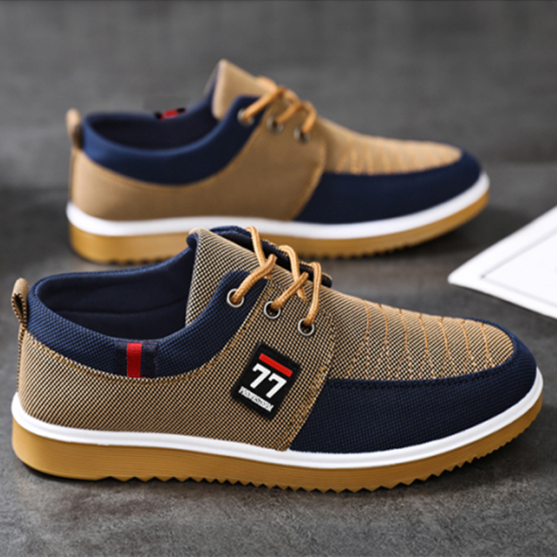 รองเท้าผู้ชายแฟชั่นใหม่ ทันสมั - Knit Fabric Lace Up Sneakers บทวิจารณ์และราคา