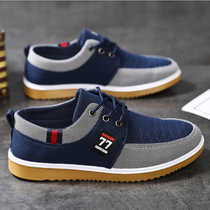 รองเท้าผู้ชายแฟชั่นใหม่ ทันสมั - Knit Fabric Lace Up Sneakers บทวิจารณ์และราคา
