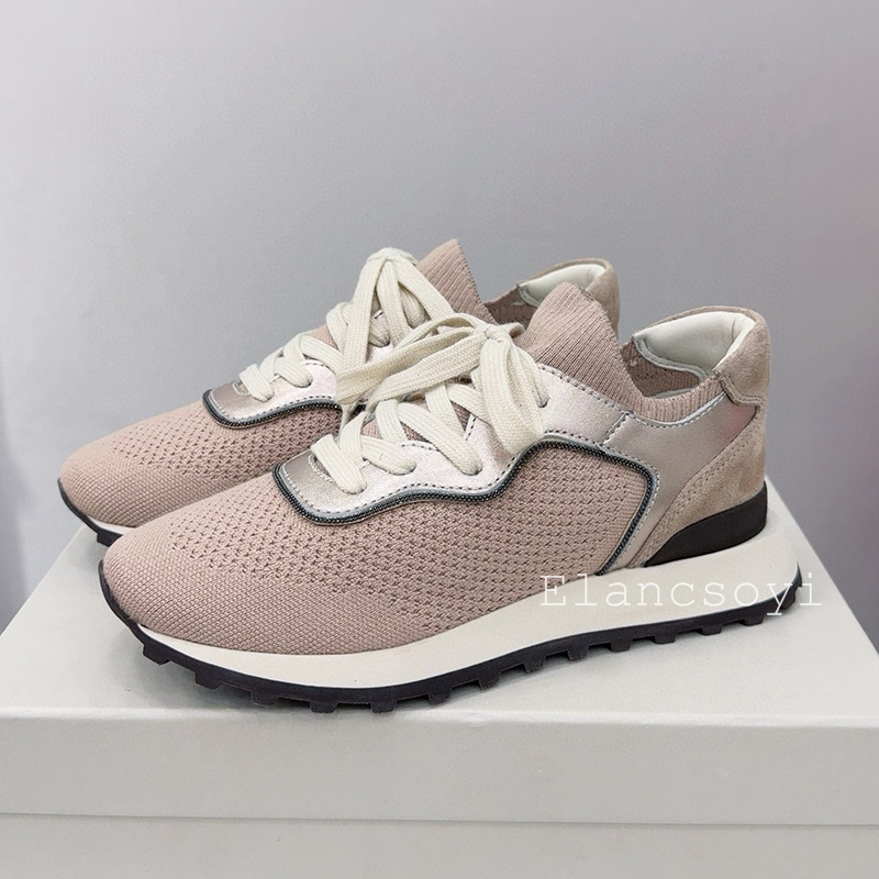รองเท้าผ้าใบผู้หญิงแบบสวม  ตกแ - Knit Fabric Lace Up Sneakers บทวิจารณ์และราคา