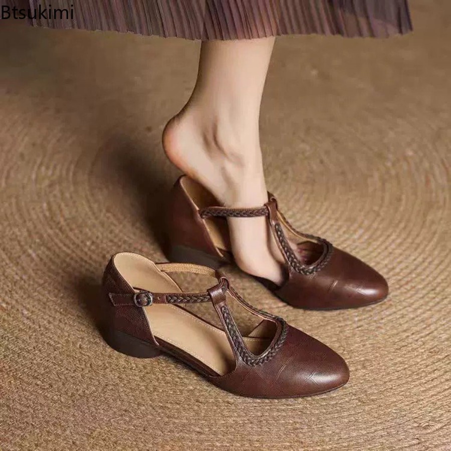 รองเท้าส้นหนาแบบสวมเปิดส้นสไตล - Sandals บทวิจารณ์และราคา