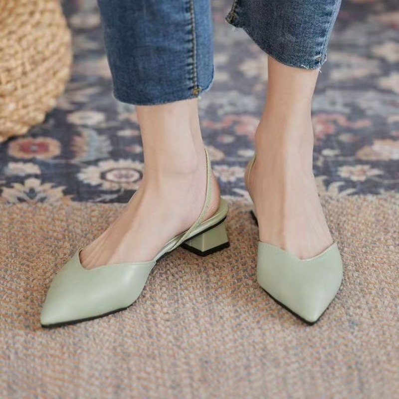 รองเท้าส้นสูงแบบส้นเตี้ยสีเขีย - Sandals บทวิจารณ์และราคา