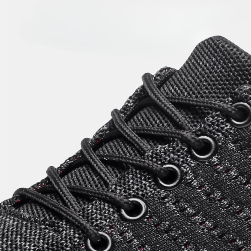 รองเท้าผ้าใบผู้ชายถักรองเท้าแฟ - Knit Fabric Lace Up Sneakers บทวิจารณ์และราคา