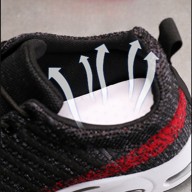 รองเท้าผ้าใบผู้ชายถักรองเท้าแฟ - Knit Fabric Lace Up Sneakers บทวิจารณ์และราคา